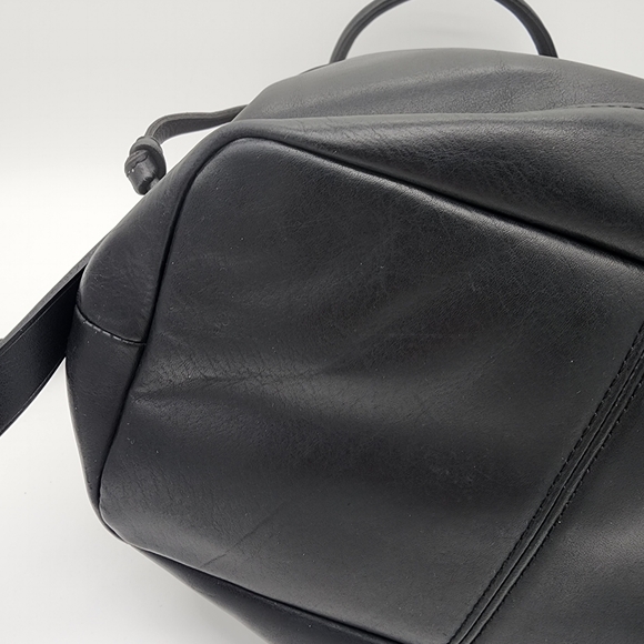 MADEWELL Lafayette Leather Bucket Drawstring Bag Black Large Carryall - Picture 10 of 16